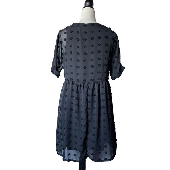 Ecowish Black Oversized Babydoll Boho Dress w/Balls of Fabric (Size: Small) - Picture 4 of 16